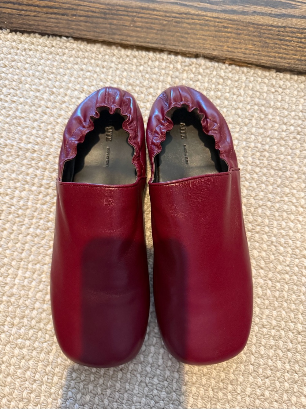KHAITE Burgundy Leather Ballet Flats